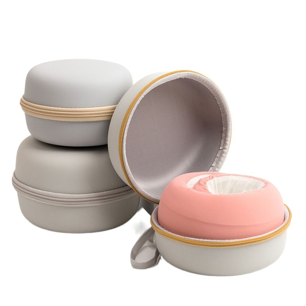 Grey U Type Neck Pillow Case Zipper Round Foam Pillow Box Camping Hard Storage Bag  Travel