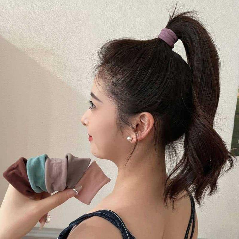 5 шт. однотонные бесшовные кольца для волос, высокие эластичные резинки, милые веревки для полотенец для женщин