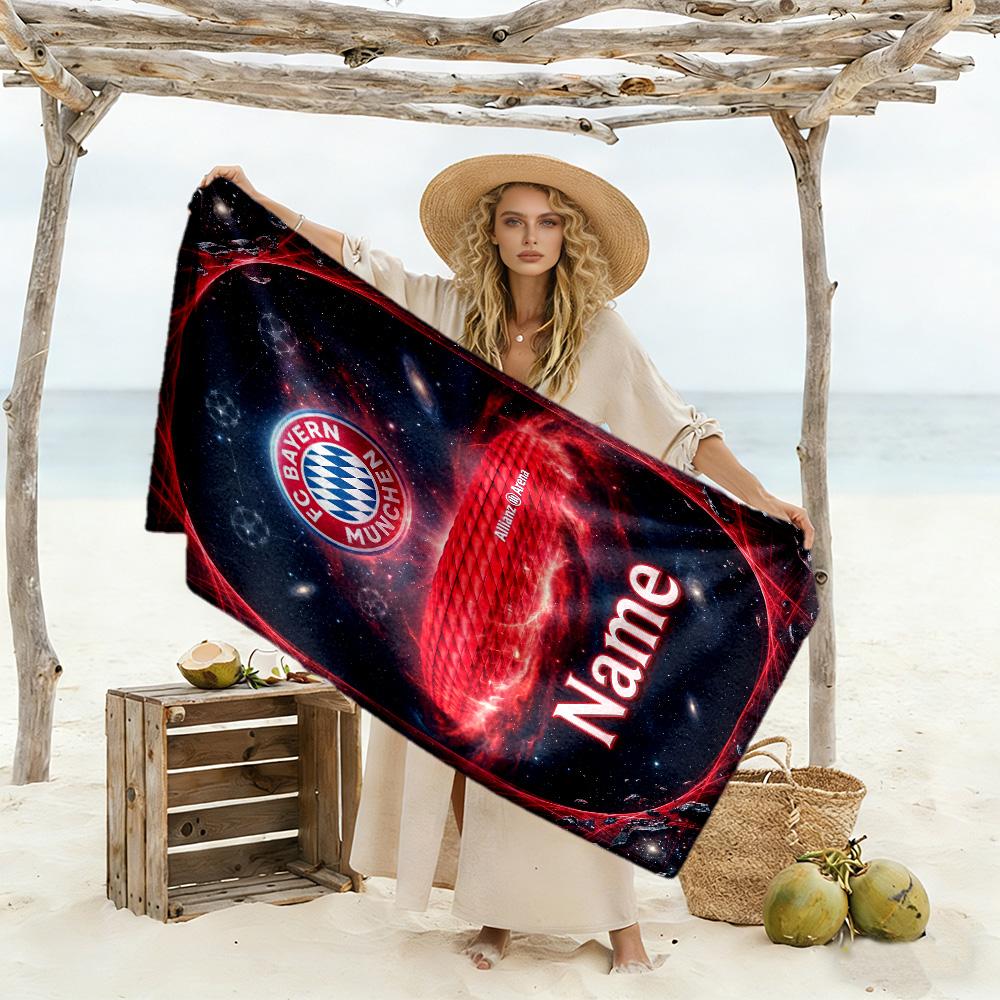 Bayern Munich Fan Art Customizable Name Beach Towel High Absorbency & Quick-Dry Perfect for Traveling Yoga Camping and Swimming