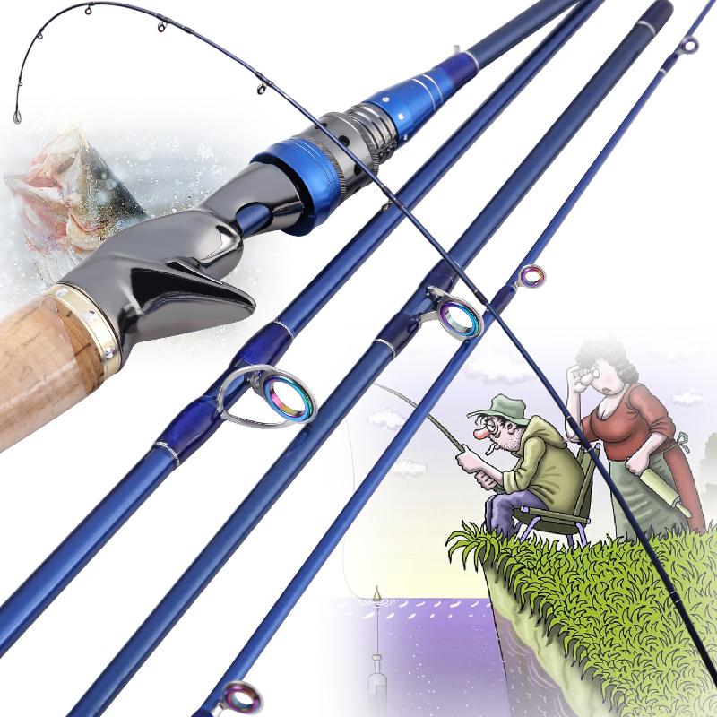 Fishing Rod 2.1m 4 Sections Casting/Spinning Fishing Rod Carbon Fiber Portable Sea Water Fishing