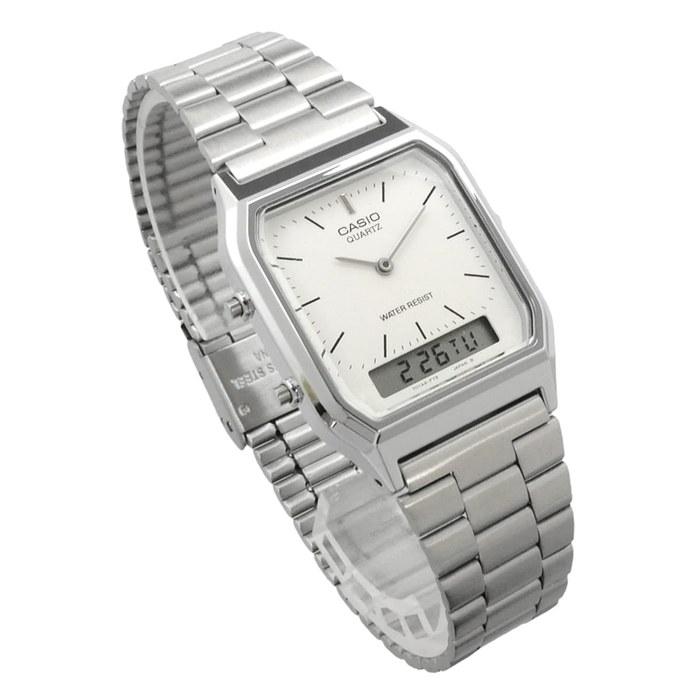 CASIO AQ-230A-7D Analog-Digital Metal Band Silver Dial Unisex Watch