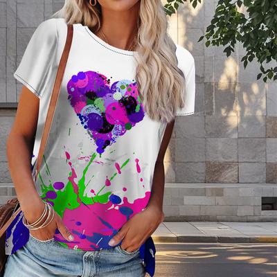 Женская летняя футболка с красочным принтом «Любовь» в стиле ретро, футболки с коротким рукавом, повседневные топы с принтом