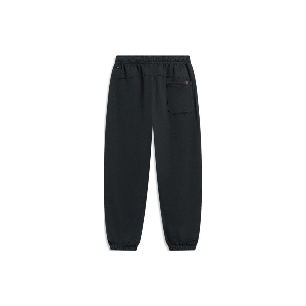 Li Ning Daily Prosperity Series Solid Color Elastic Waist Mid Rise Cuffed Knit Sports Pants Men Bottoms Black AKLU039-2