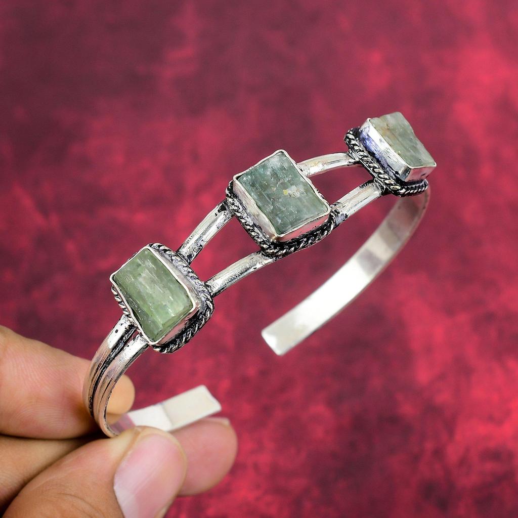 Rough Aquamarine Bracelet Jewelry, 925 Solid Sterling Silver Jewelry, Handmade Gorgeous Bracelet For Wedding Gift