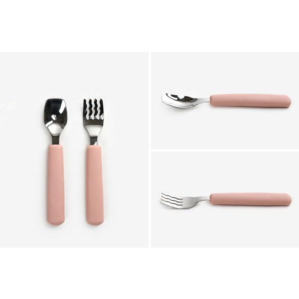 Daily Like Bonbon Silicone Spoon Fork Set, 01 Strawberry, 1 Set, Korean Popular Tableware