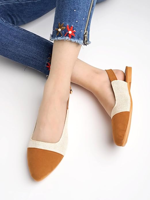 Shoetopia Женские туфли-балетки с ремешком на пятке, закрытый носок, повседневные балетки с регулируемым задним ремешком и амортизирующей стелькой