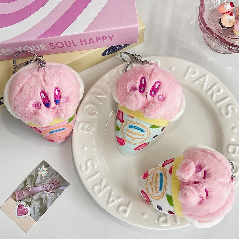 Новый мультяшный брелок для ключей в виде конуса и звезды, креативный плюшевый милый кулон в виде мороженого, парный стиль, подвесное украшение