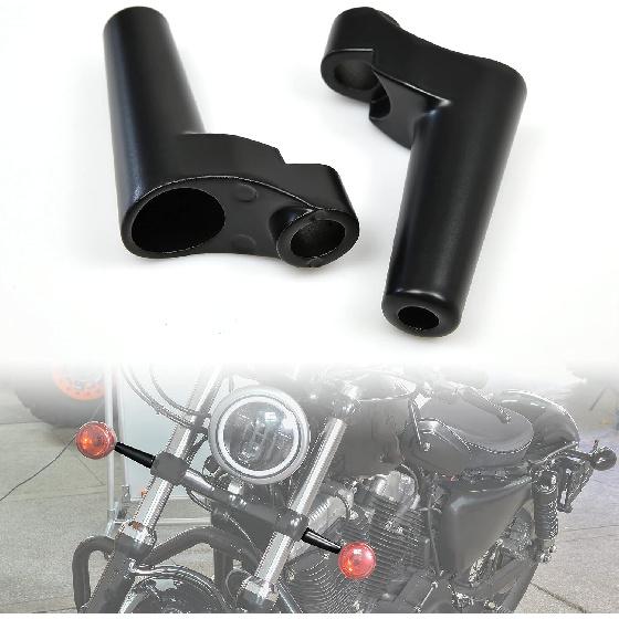 Front Turn Signal Mounts Relocation Kit for Sportsters (2PCS) | Black Turn Signal Indicator Relocation for Harley Dyna FXR Accessories, with Mount
