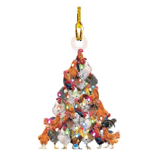 Рождественская елка подвесное украшение в форме дерева акриловое украшение 2D плоские животные сложенные подвески