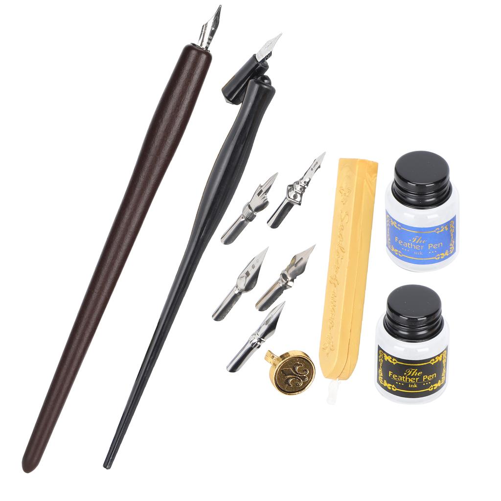 Wood Handle Students Calligraphy Pen Ink Writing Pen Nibs Calligraphy Tool Set for Beginners2#