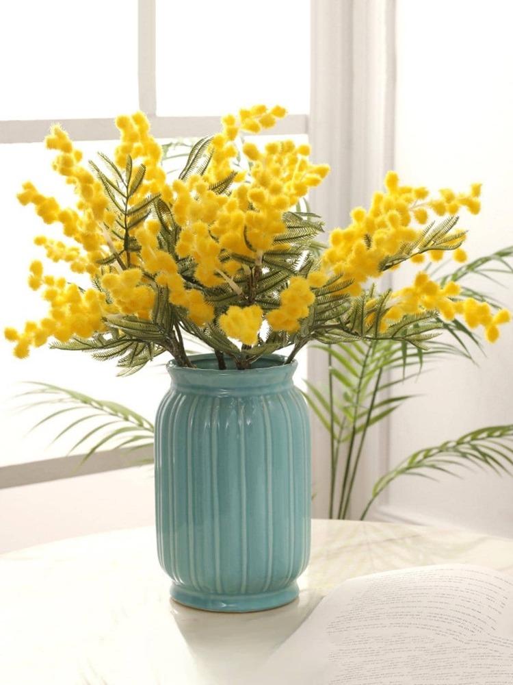 3 шт., 38 см, искусственные цветы акации, желтая мимоза, спрей, вишня, фруктовая ветка для свадьбы, украшение домашнего стола, искусственный цветок