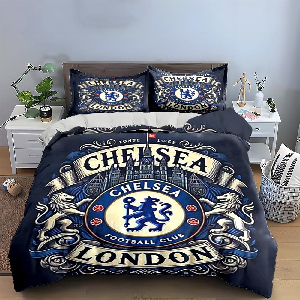 Chelsea Football Club Bedding Set Bedding Duvet Cover Set Duvet Cover Pillowcases Home Decor (1 * Duvet Cover 2 * Pillowcases, without duvet insert)