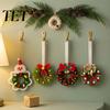 Mini Christmas Tree Ornament Handmade Pipe Cleaner Wreath Ornament, Chenille Stems Bow Bell Decoration Crafts with Bells for Holiday Window Fireplace
