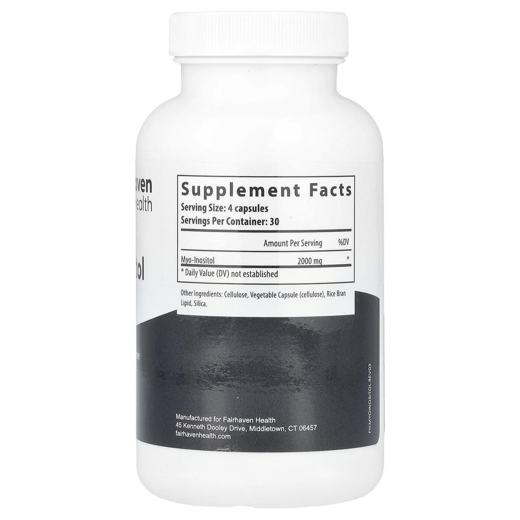 Fairhaven Health Миоинозитол, 2000 мг, 120 капсул (500 мг на капсулу)
