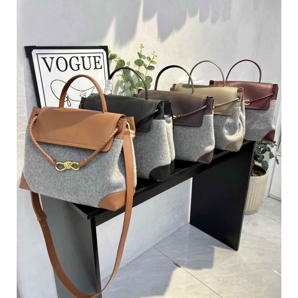 Трансграничная высококачественная шерстяная сумка-тоут женская 2026 новая с пряжкой-бантом сумка через плечо сумка-мессенджер