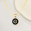 Black Letter Round Pendant Necklace 26 Letter Snake Chain Necklace Women Adjustable