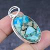 Бирюза в пирите Камень Подвеска ручной работы из стерлингового серебра 925 пробы 2,09" H5F36