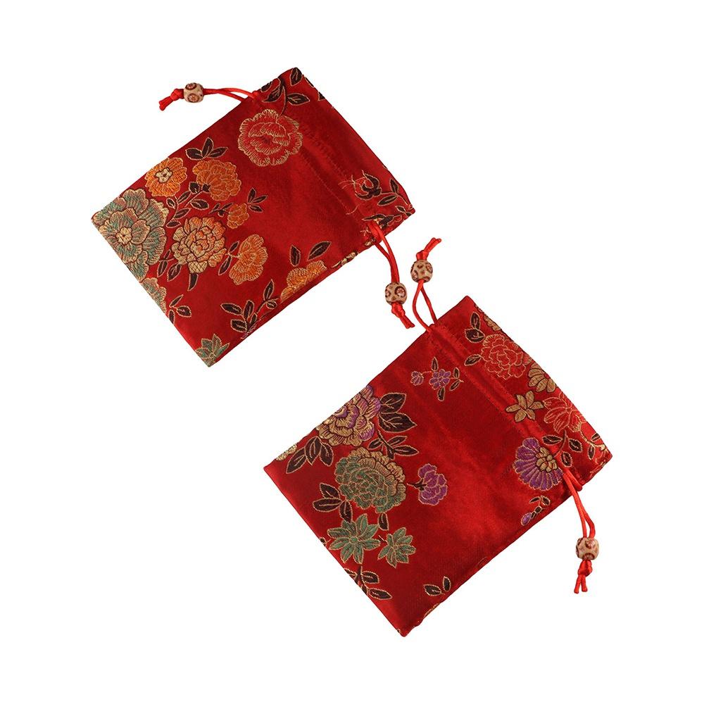 Floral Canvas Flower Handbag Chinese Style Jewelry Packing Bag  Party