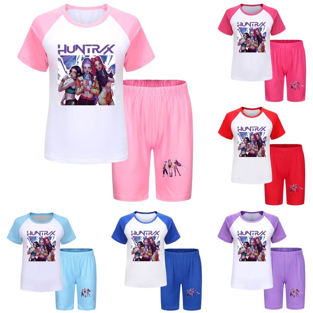 Kpop Demon Hunters Children Summer Shorts And T Shirt Set With Cotton Fabric For Active Kids