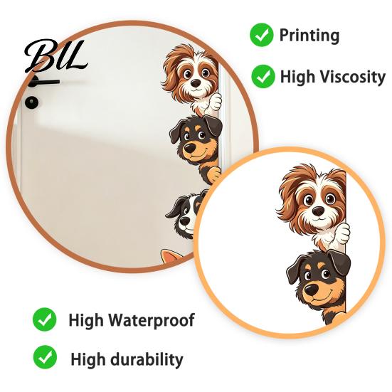 Cartoon Dog Window Stickers Puppy Wall Sticker, Easy Apply Waterproof PVC Decal, Creative Flexible Cut to Size Pattern Glass for Bathroom And Balcony