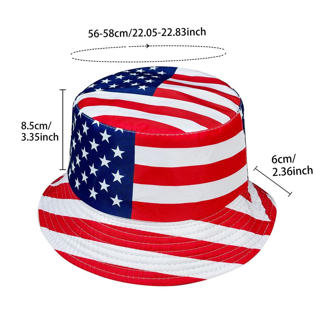 Patriotic American Flag Bucket Hat, Reversible, Casual Style, Foldable, Suitable for Independence Day and Everyday Use,