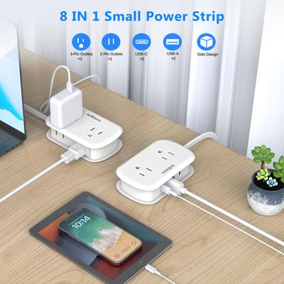 Сетевой разветвитель с универсальной вилкой, 8 розеток, тип AC, порт USB Type-C, с удлинительным шнуром 3,6 фута, портативный сетевой фильтр