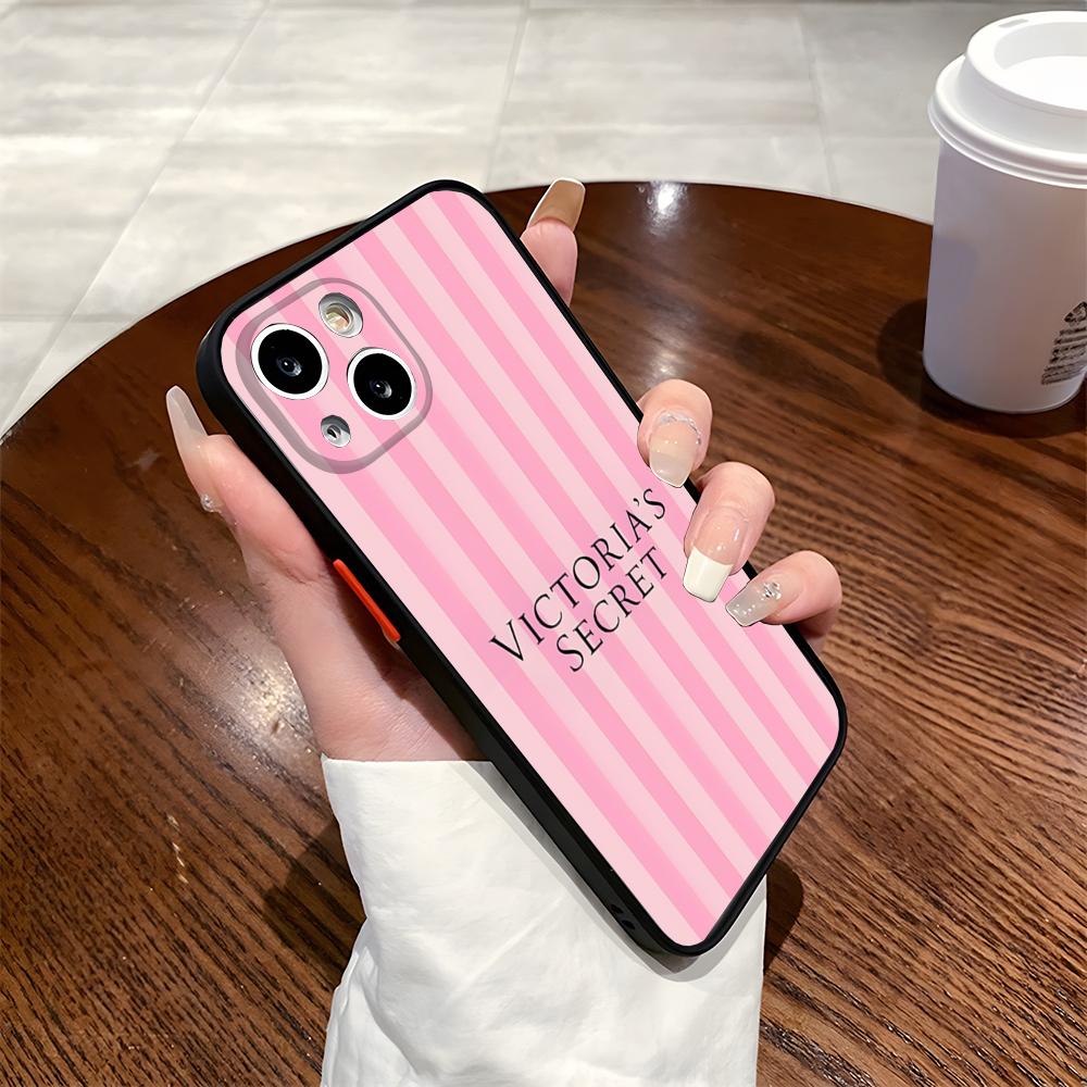MINISO VVictorias Pink Secret Чехол для телефона для iPhone 17 16 15 14 Max 13 12mini 11 Матовая полупрозрачная задняя крышка