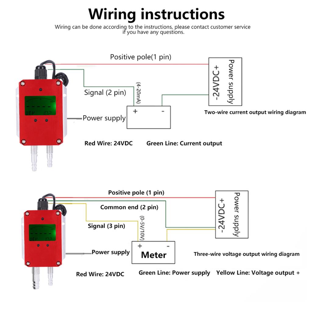 ЖК-дисплей Интеллектуальный Цифровой Воздушный Передатчик Датчик Давления Воздуха DC 24V 4 20мА для Вентиляции Палаты+  500Па