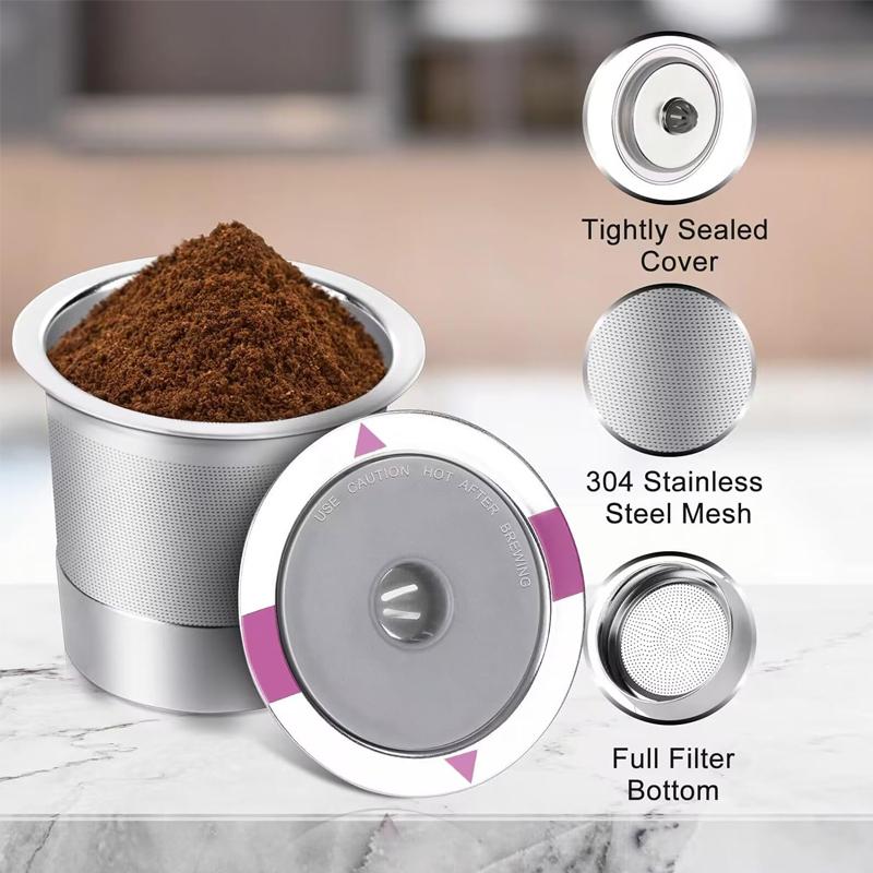 Reusable K Cups Pods Stainless Steel coffee capsule shell Compatible Refillable Coffee Filters Coffee Makers Coffee Accessories