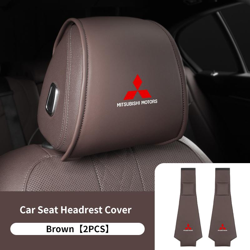 cxytvd1 For Mitsubishi 1/2PCS Leather Car Seat Headrest Protective Cover Interior Accessories Outlander Lancer Eclipse Mirage Xpander