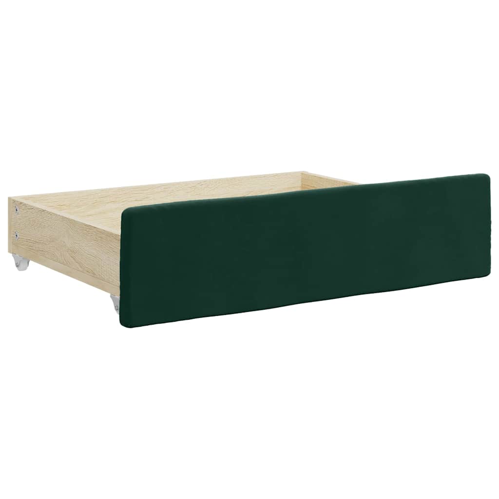 Extendable Daybed with Drawers Dark Green 100x200 cm Velvet
