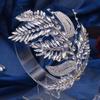 Women Rhinestone Leaf Design Glamorous Bridal Headband Forehead Decoration Headpieces For Wedding Prom Birthday Party Hair Accessories