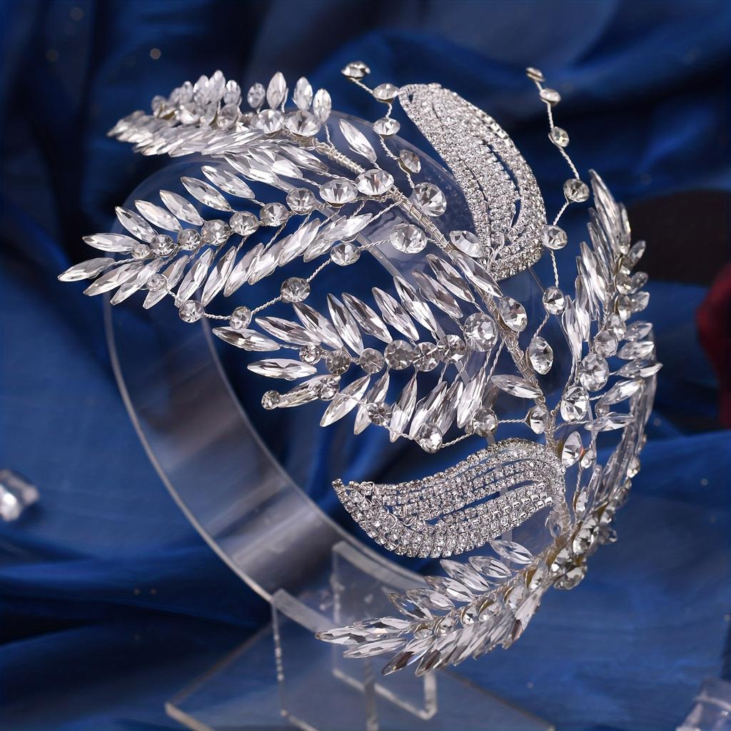 Женский дизайн листьев со стразами, гламурная свадебная повязка на голову, украшение на лоб, головные уборы для свадьбы, выпускного вечера, дня рождения, аксессуары для волос