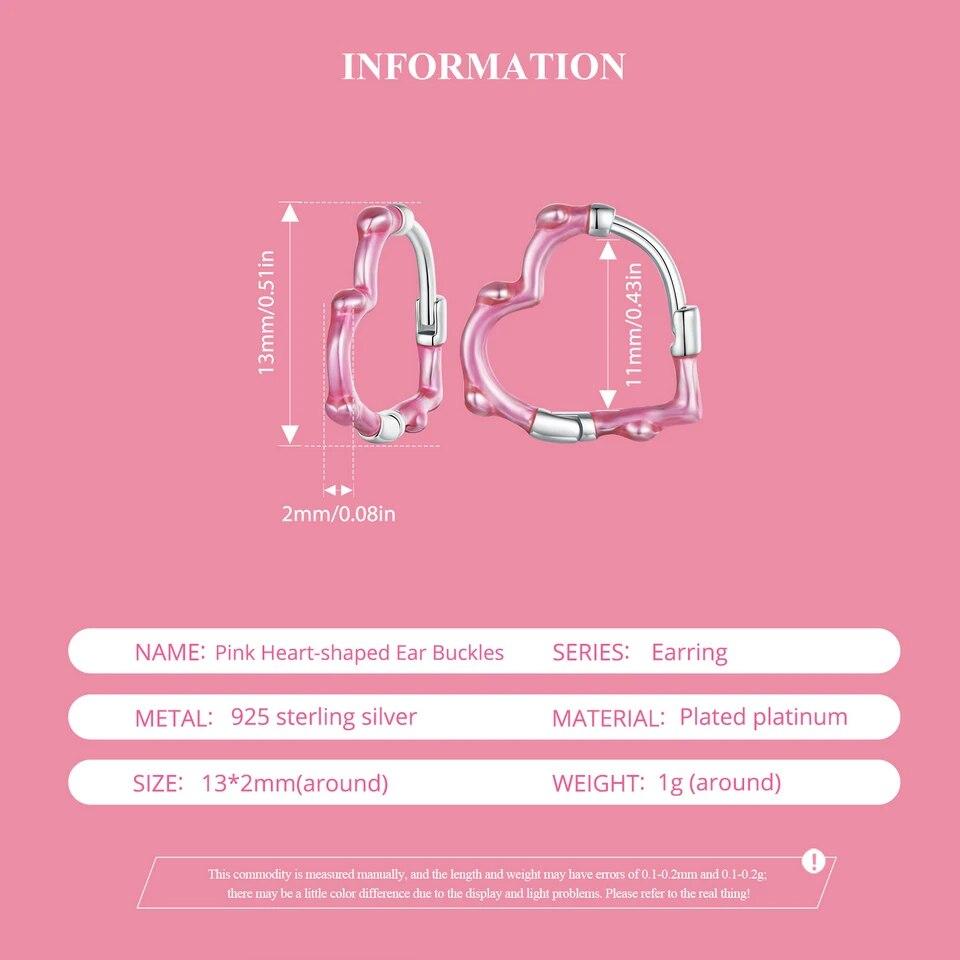 BAMOER, стерлингового серебра 925 пробы, розовые серьги-кольца в форме сердца, двухцветные серьги-кольца для женщин, вечерние милые изящные ювелирные изделия, подарок