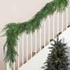 Christmas Norfolk Pine Garland Real Touch Winter Artificial Greenery Garland for Mantle Fireplace Table Stair Indoor Outdoor Decor