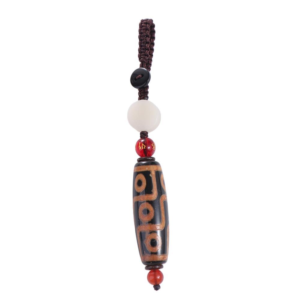 Stone Pendant Heaven Bead Key Chain Tibet Heaven Bead Keyring Nine Eye Tibet Dzi Pendant Keychain