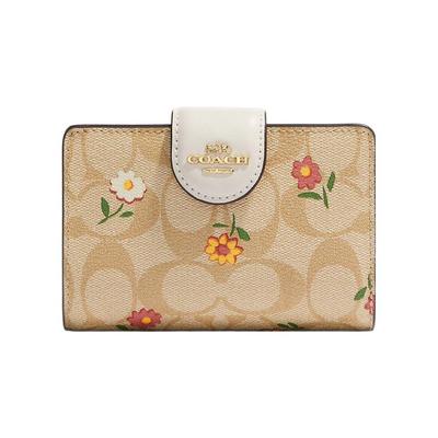 Кошелек на молнии сбоку 13 Classic Monogram Цветочный принт Холст и кожа Средний женский кошелек Светло-хаки CH480-IMOT4