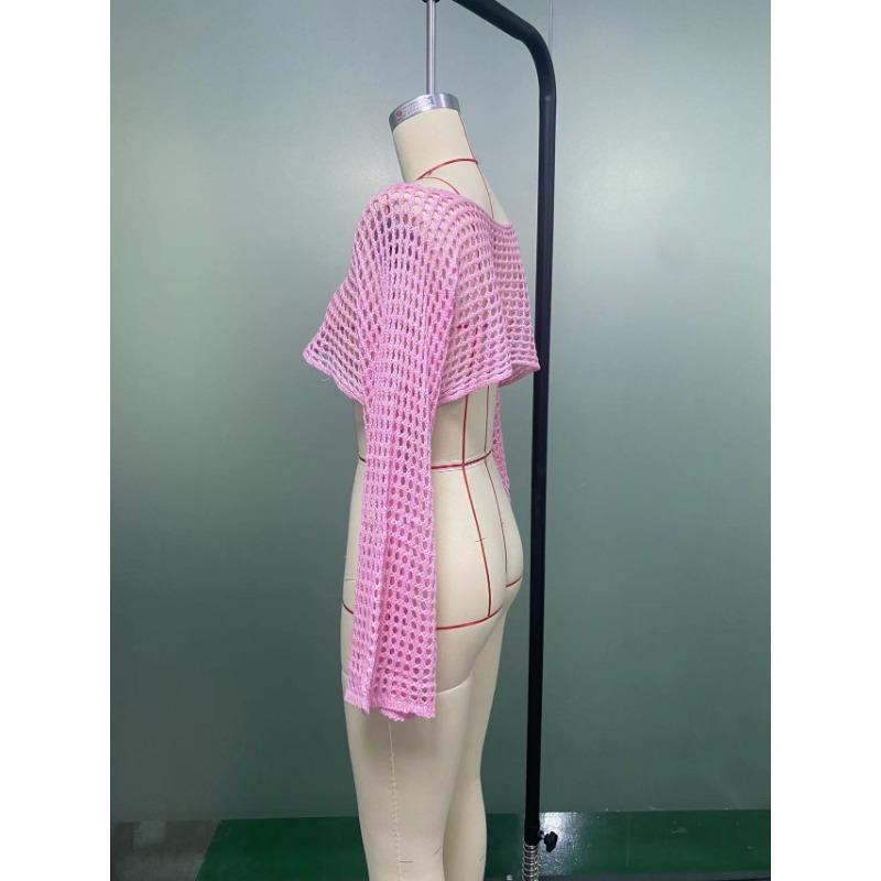 Женские накидки на осень, женский свитер с крючком для рук, повседневный, ультракороткий, расклешенный рукав, сексуальный, сетчатый, накидка
