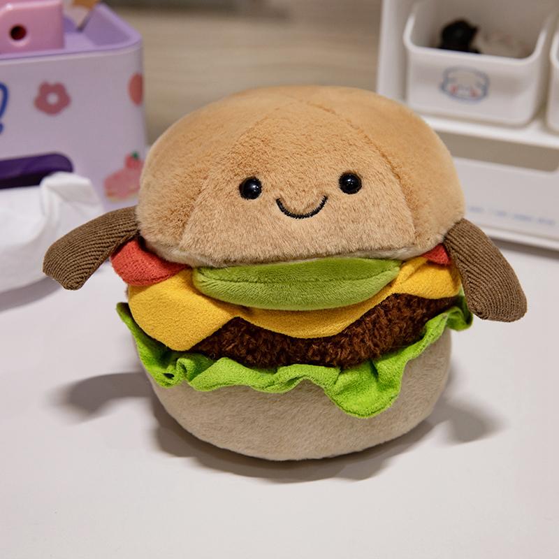 15cm Cute Cartoon Hamburger Stuffed Animal Plush Toy Stuffed Animal Hamburger Plush Toy for You Kids Gift Holiday Birthday