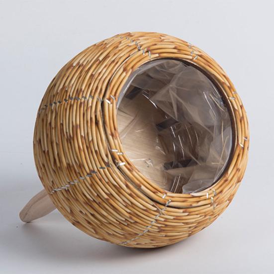 Rattan Woven Planter Pot Indoor Outdoor Flowerpot with Legs Handmade Cactus Succulent Plants Holder Container Home Balcony Garden Decoration