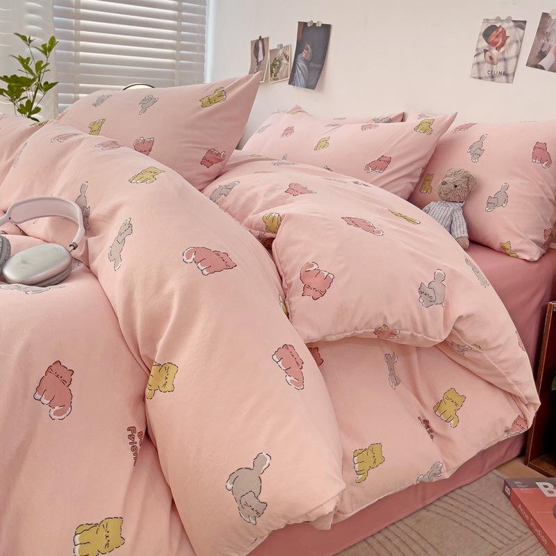 Маленький комплект из четырех предметов из свежевыстиранного хлопка, постельное белье, пододеяльник, комплект из трех предметов для односпальной кровати в общежитии