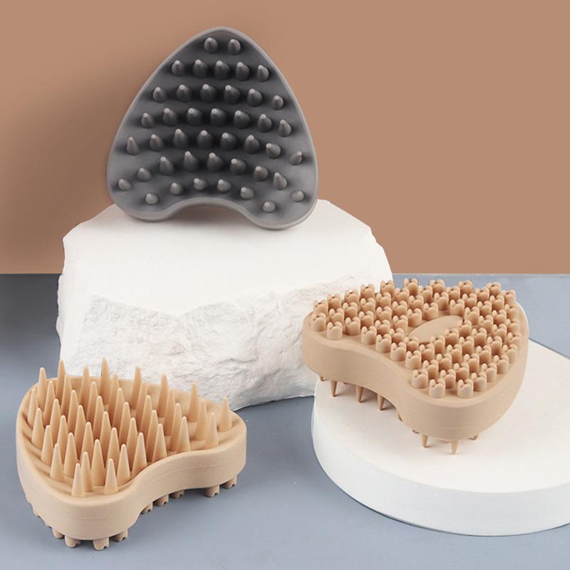 Массажер для кожи головы в форме сердца 3-в-1, силиконовый, мягкая расческа, уход за корнями влажных и сухих волос, очищение кистей для макияжа, шампунь, инструмент для душа