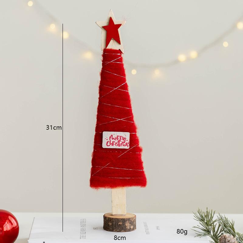 Wool Felt Nordic Ornaments Wood Christmas Tree Elk Old Man Snowman Sheep Felt Ornaments Xmas Decorations For Home Doll Decor