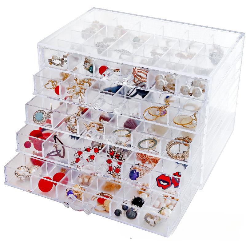 Trendy Large Capacity Transparent Jewelry Storage Box Women'S Multi-Layer Earrings Rings Necklace Box Home Drawer Style Jewelry Box Dustproof Drawer