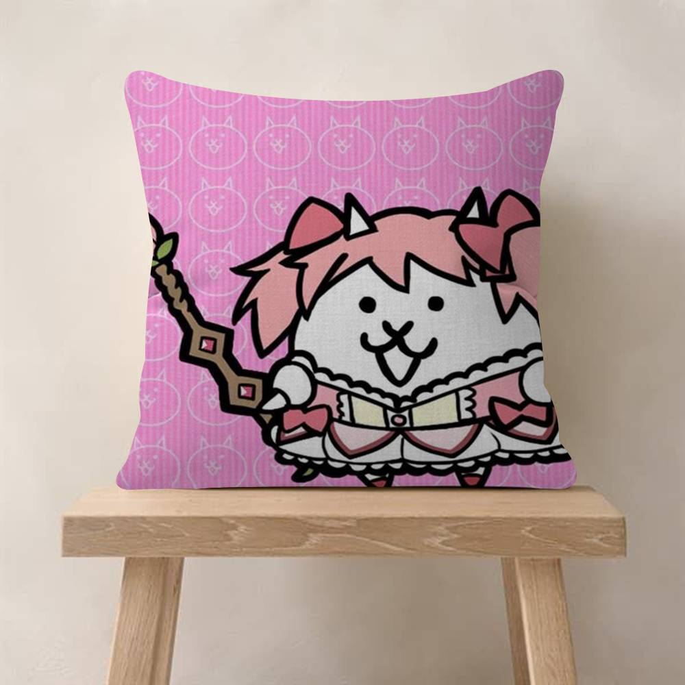 Game BBattle Cats Anime Cushion Cover Car Throw Pillow Case For Sofa Car Christmas Gift 40x40cm 45x45cm