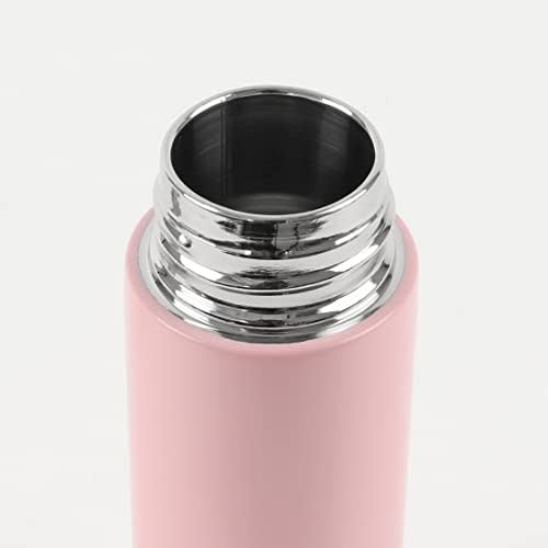 Pearl Metal HB-6259 Slim Stainless Steel Water Bottle with Clip, 130ml Capacity, Hot/Cold Insulation, Pink, Cafe Mug