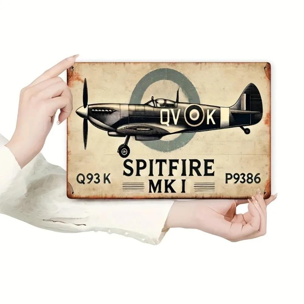 GarageAviationPro Spitfire P93K Metal Wall Art Retro Aircraft Sign for Garage Bar Bathroom Decor