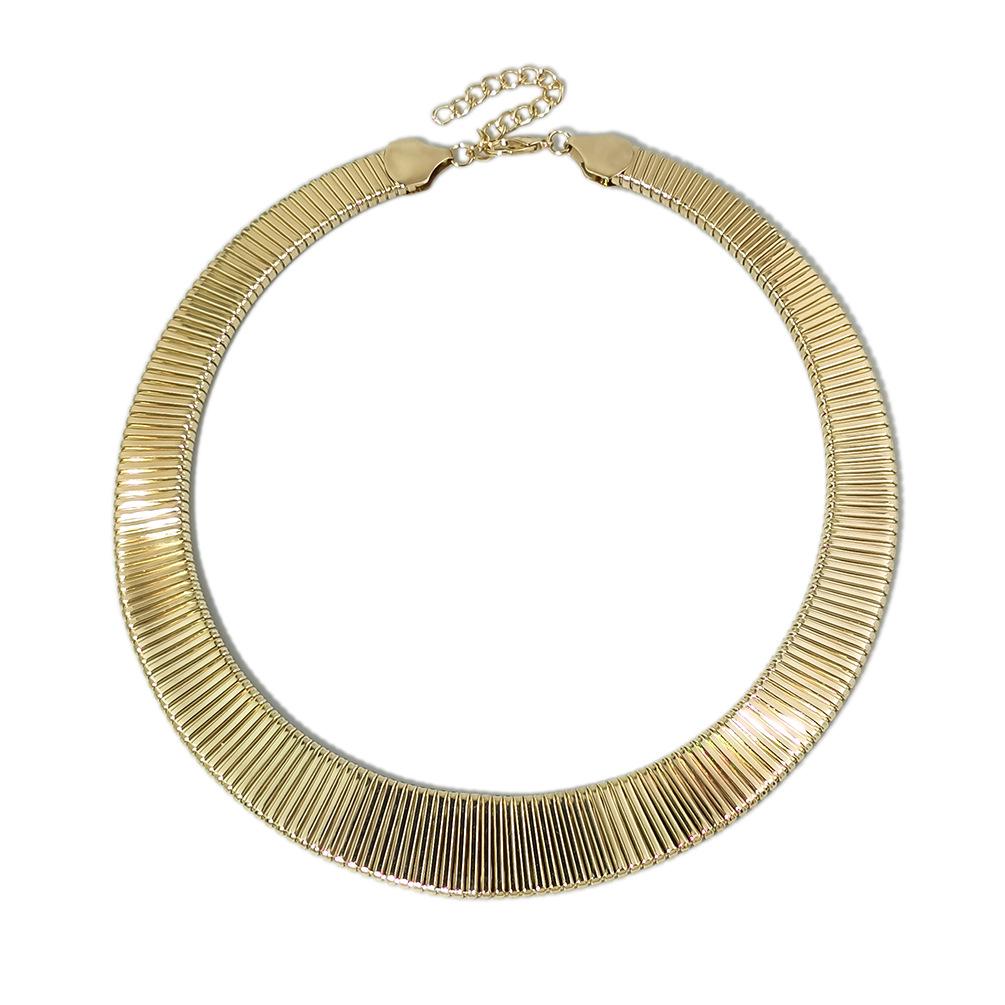 European & American Minimalist Gold-Plated Wide Stripe Elastic Choker Necklace