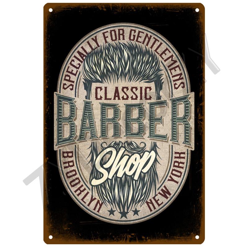 Винтажный домашний декор Жестяная вывеска Парикмахерская Металлическая вывеска Плакат Бар Паб Ретро-табличка Стрижка и бритье Борода Железные картины Художественные пластины