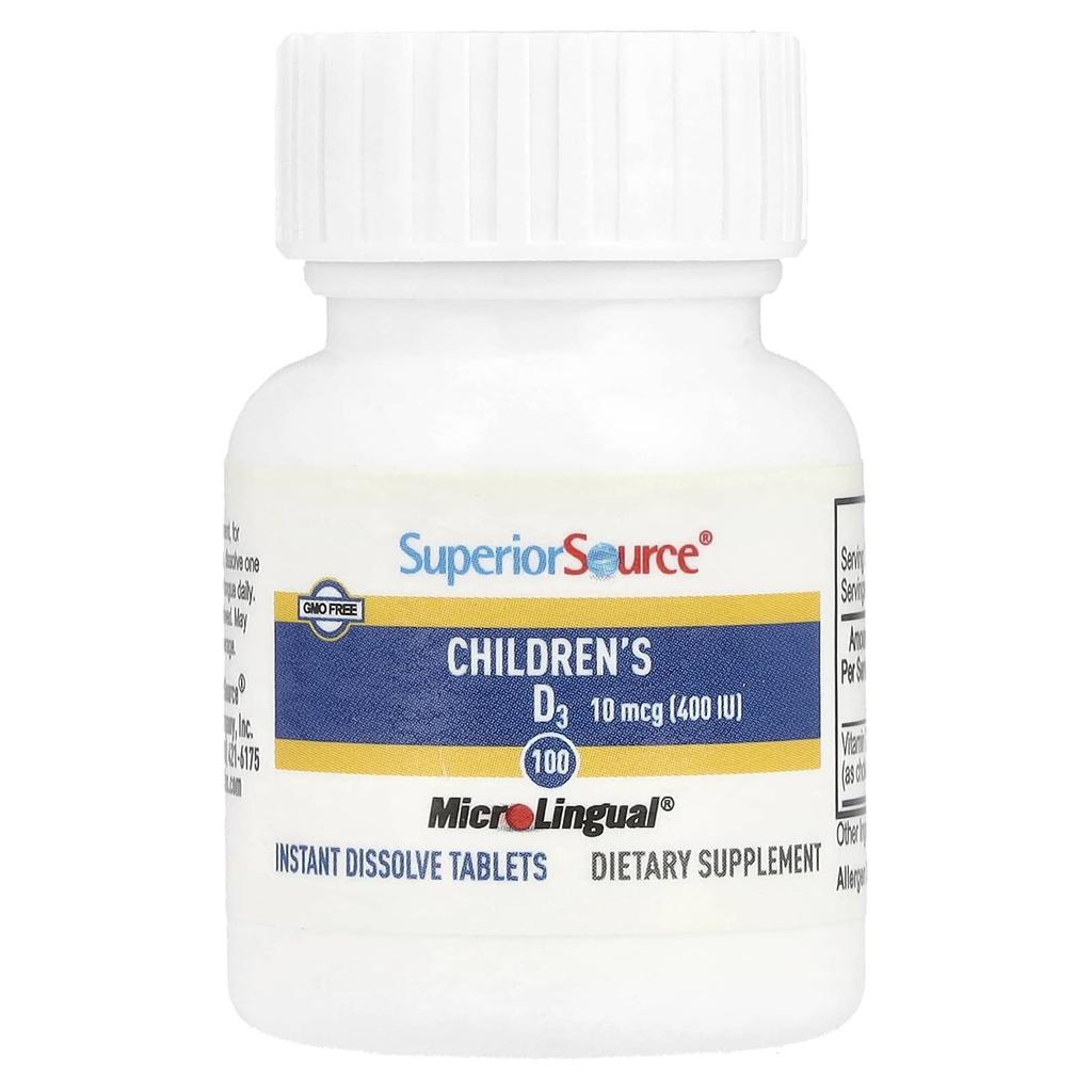Children's D3, 10Mcg(400Iu), Microlingual® Instant Dissolve Tablets, 100 Tablets